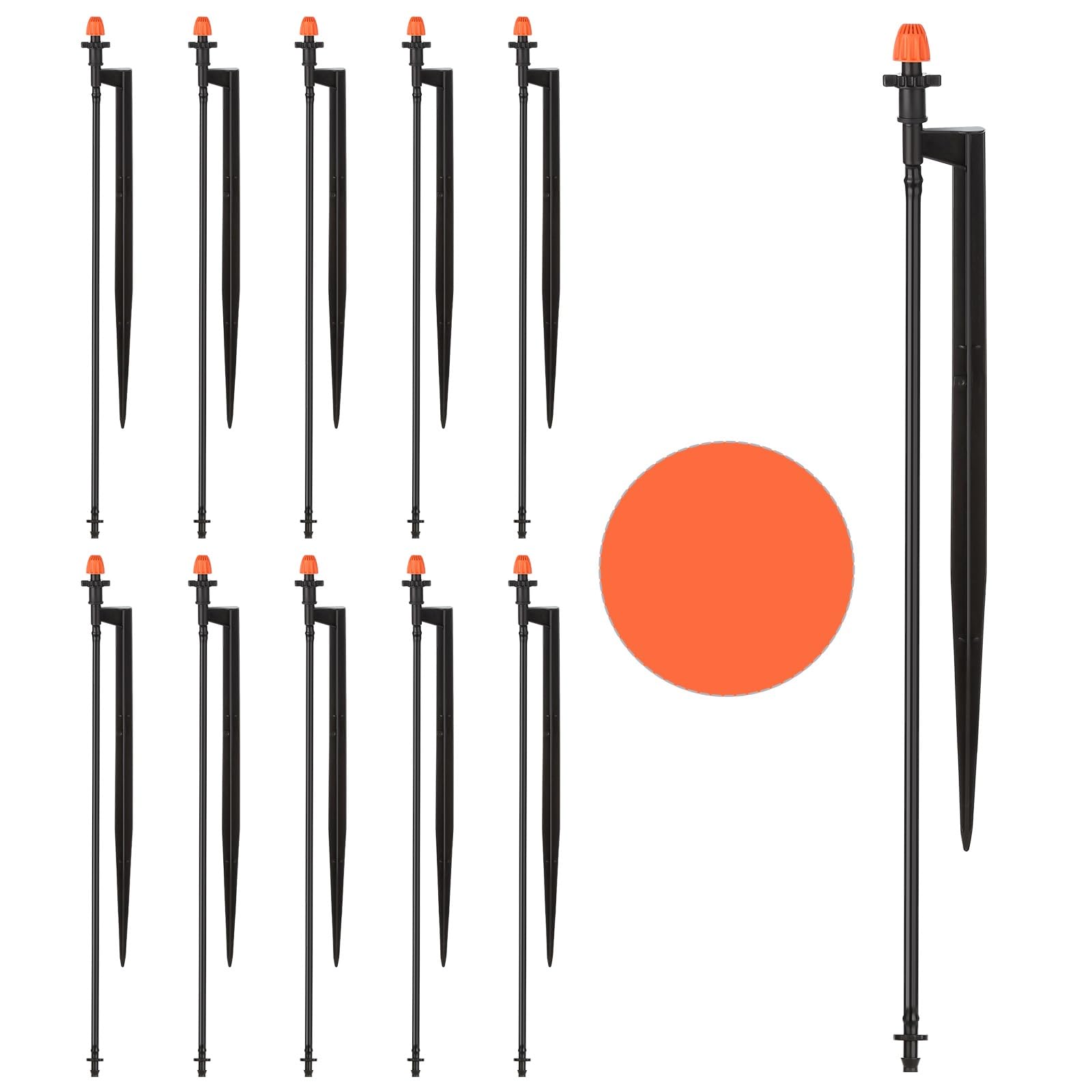 La Farah 360 Degree Drip Sprinkler Heads: Drip Emitters with 12 inch Stake, 10 Pack