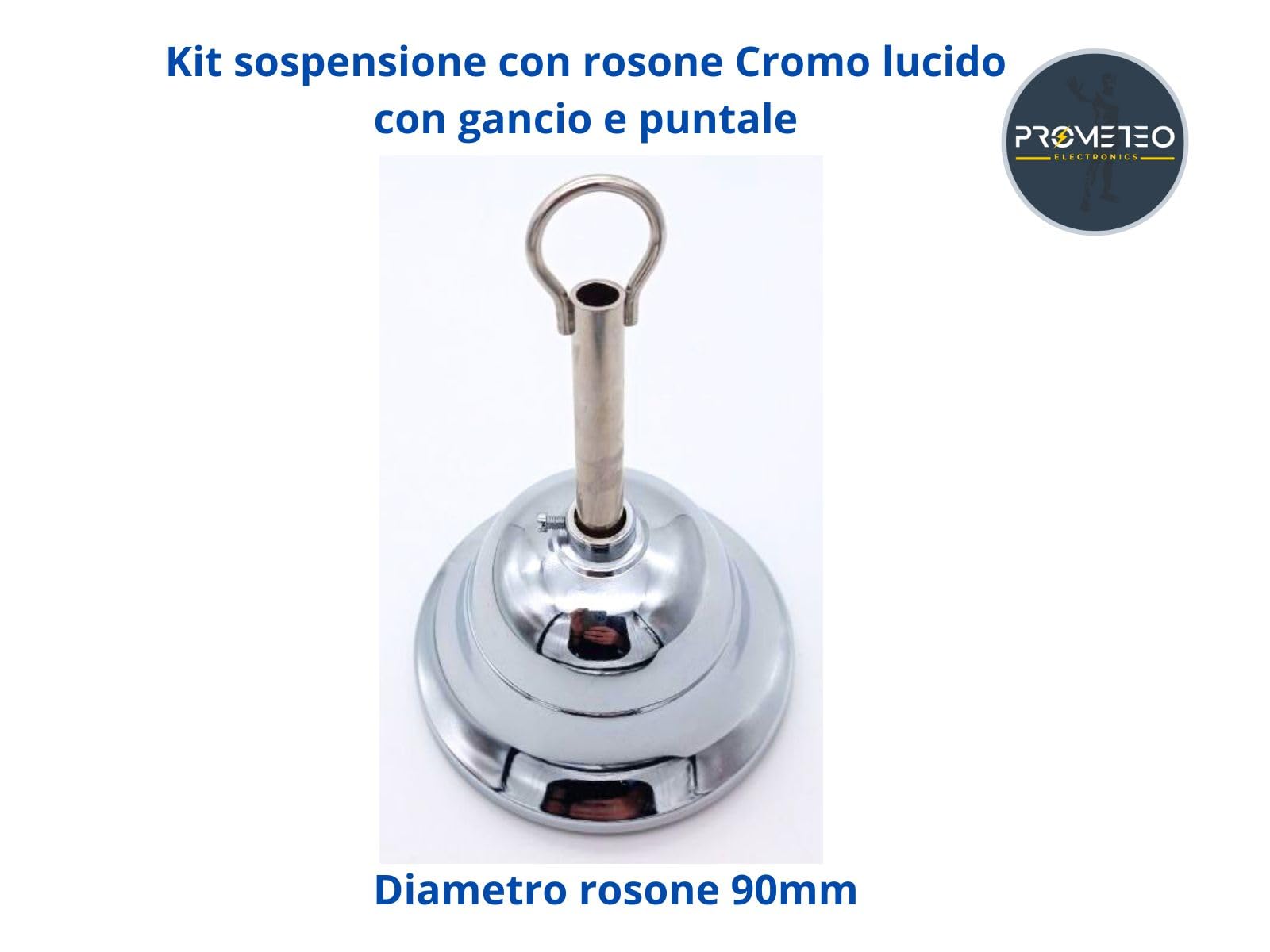 Rosone Oro Lucido 90mm Per Lampadari - Coppetta Copri Fili Con Vite Di Blocco Per Sospensioni A Soffitto - Foto 6