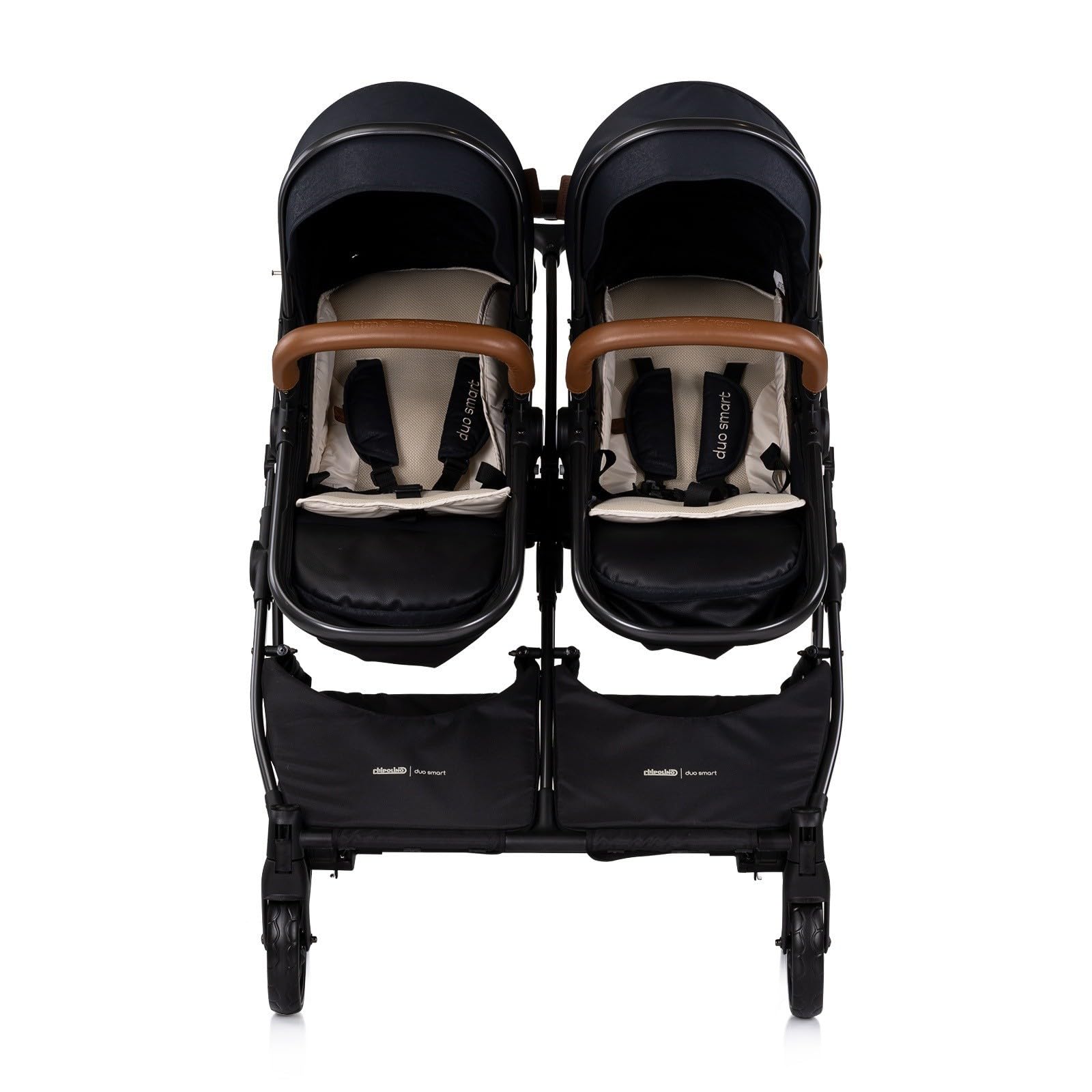 DUO SMART - Cochecito gemelos o niños juntos, ancho 79 cm, color negro sin acogedor
