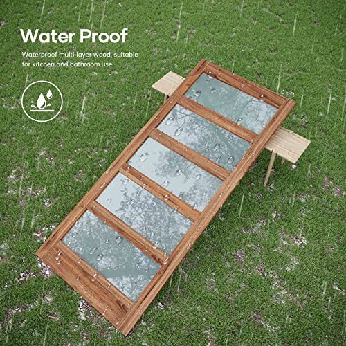 Image of FREDBECK 36in x 96in Glass Barn Door Glass Door with 6.6FT Barn Door Hardware Kit & Handle Included,5-Panel Frosted Glass, Water-Proof Surface,Pre-Drilled Holes,Need Assembly