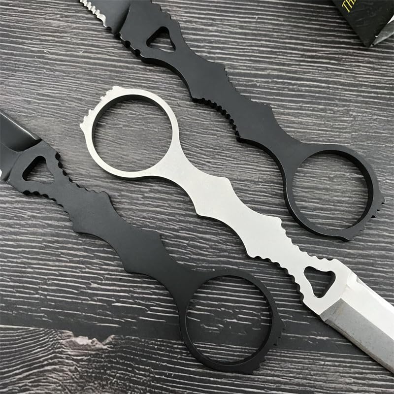 Tragbares Messer mit Fester Klinge aus 440c-Stahl - Campingmesser mit Kydex-Scheide und Messerclip (Schwarze Vollklinge)
