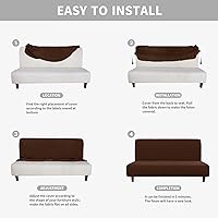 Vista 6 de Easy-Going Funda 100% impermeable para futón, funda de sofá impermeable doble para futón, funda de sofá jacquard elástica, protector de muebles a