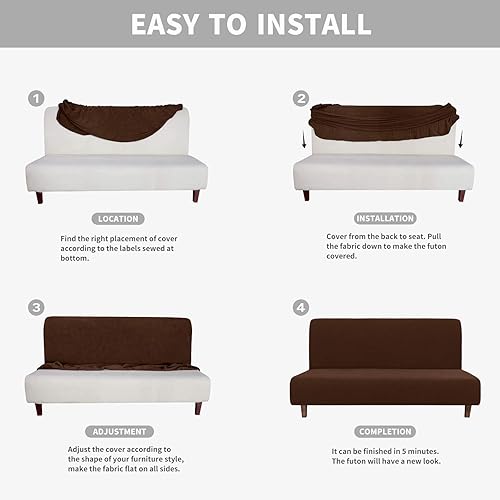 Vista 106 de Easy-Going Funda 100% impermeable para futón, con impermeabilidad doble para futón, funda de sofá jacquard elástica, protector de muebles a prueba