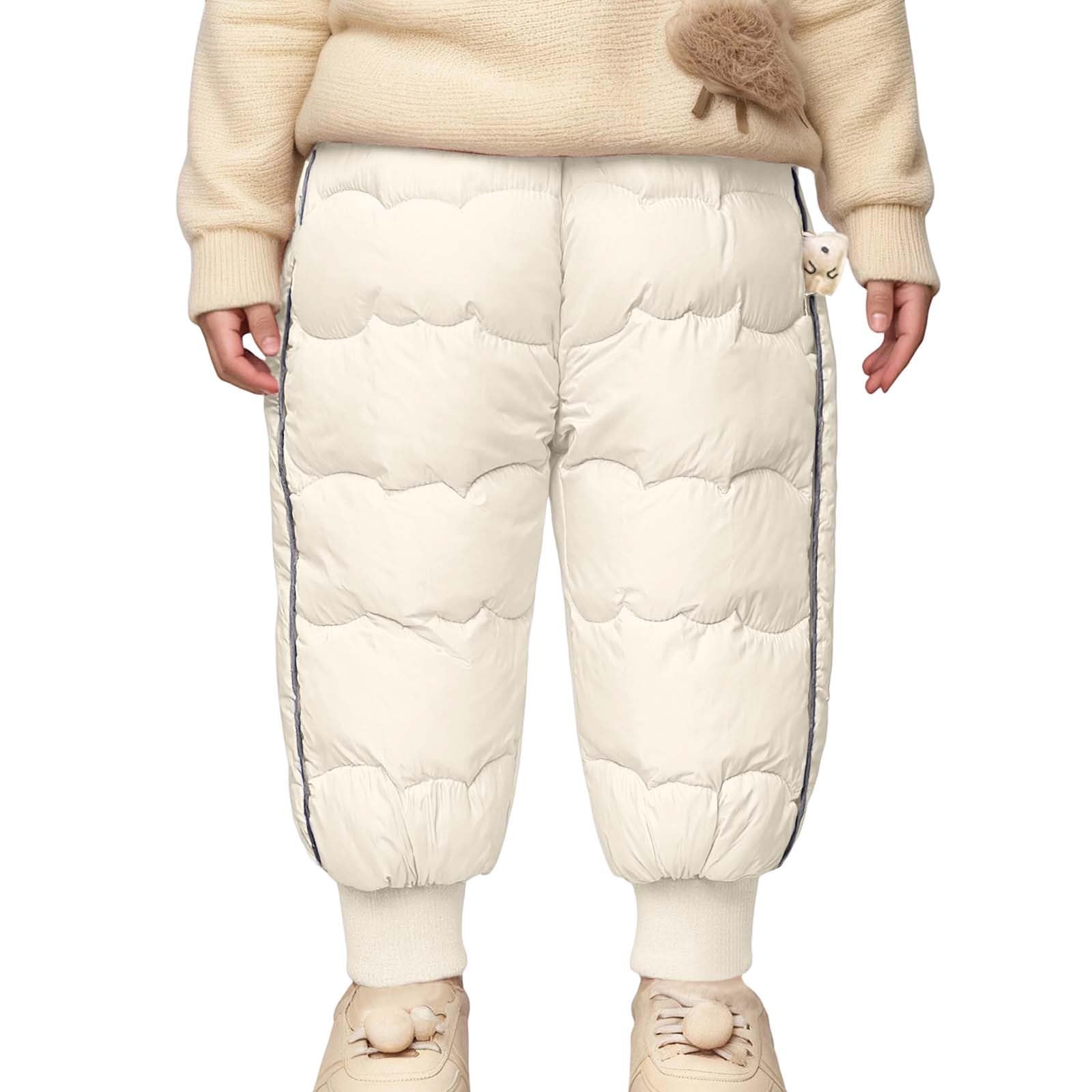 Generisch Pantalon thermique en soie duvet, pour fille, chaud, isolé, doux et léger, par temps froid
