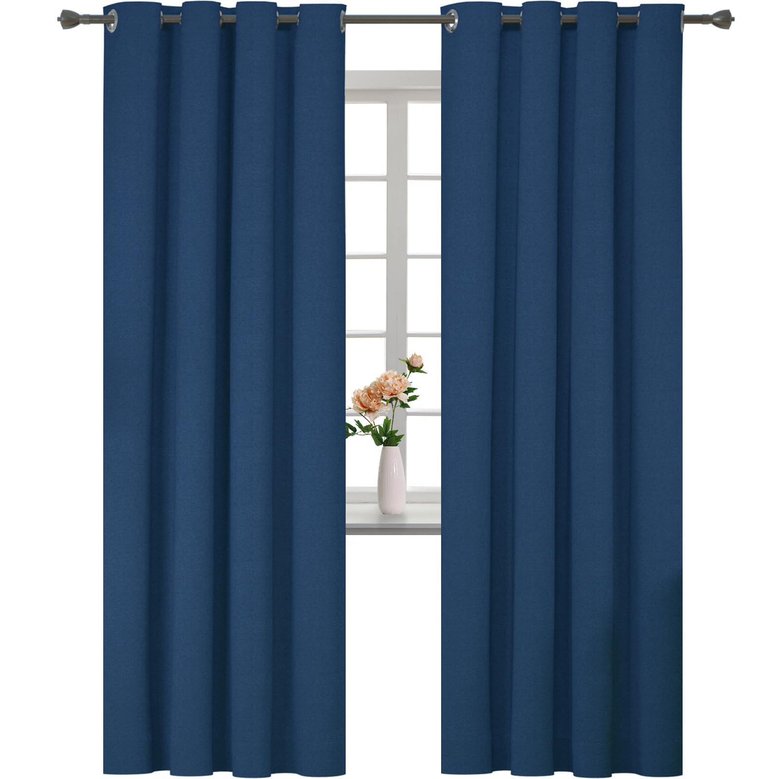 Rideaux anti bruit et occultants thermiques YSTELLAA 140x260 bleu oeillets