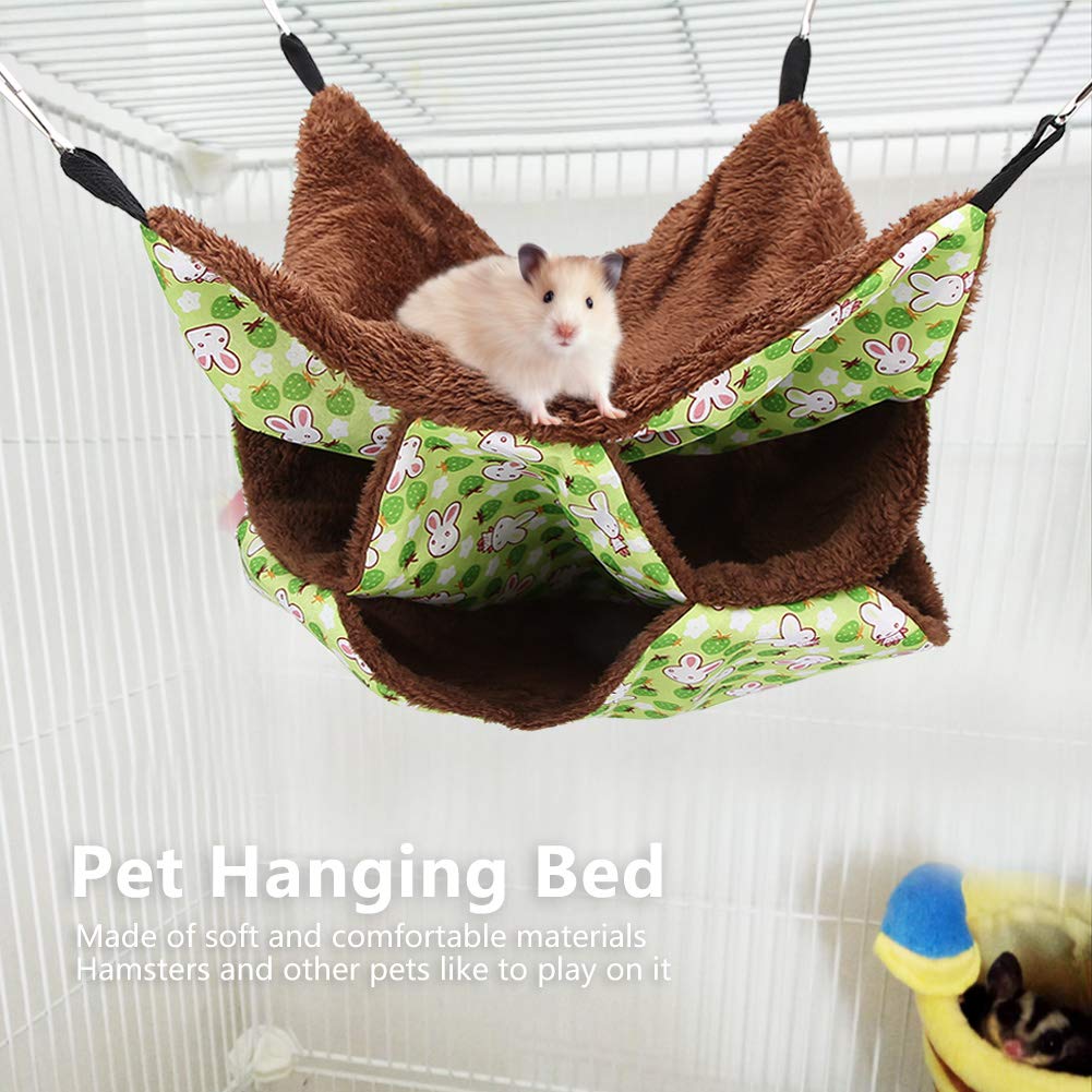 Hamaca para ratas hurones de 3 niveles, accesorios para jaulas para cobayas, hamaca para chinchillas para animales pequeños Petauro de azúcar loro chinchilla (verde)