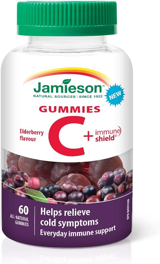 Jamieson Vitamin C plus Immune Shield Gummies Elderberry Flavour, 60