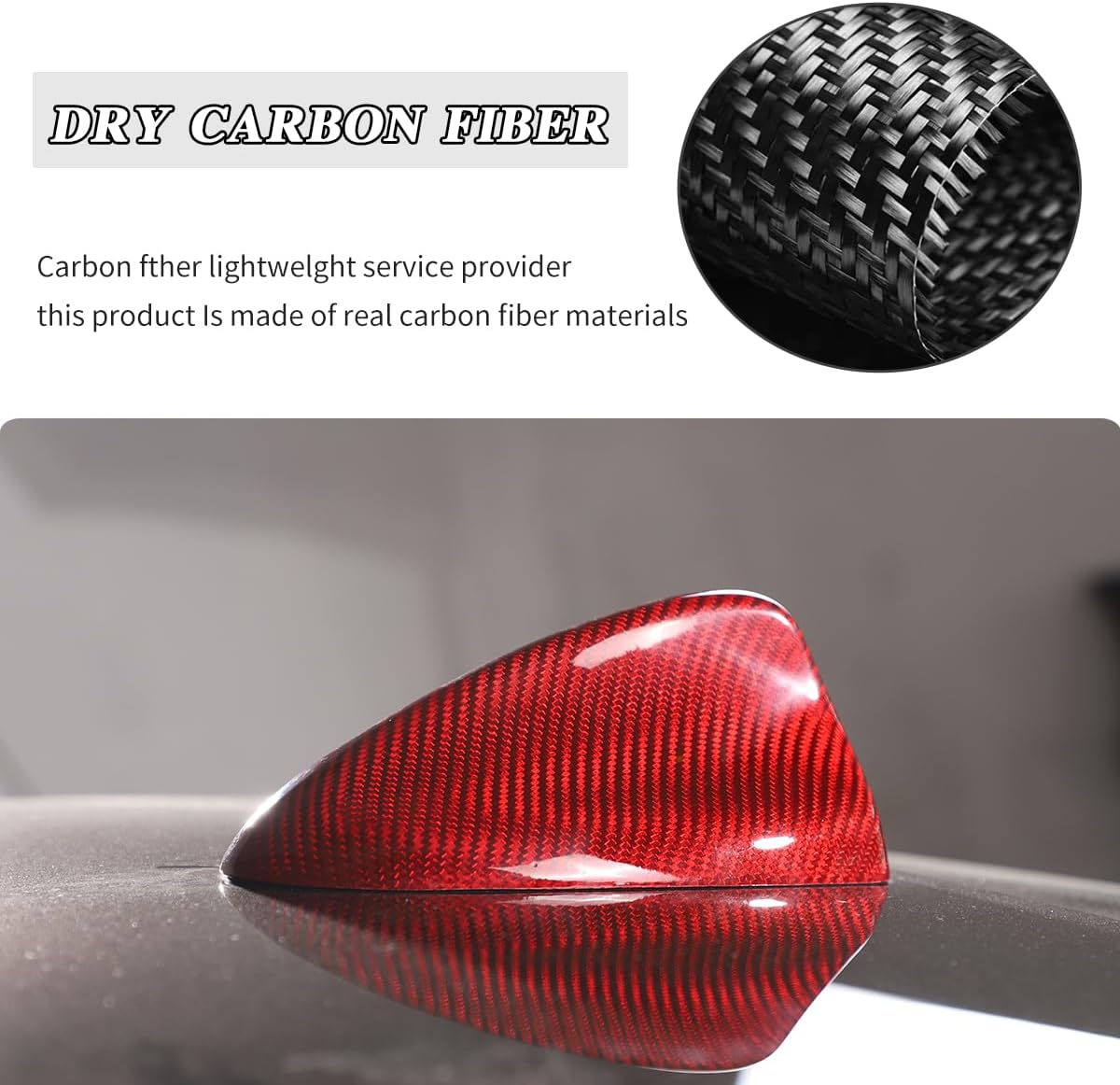 Fit for 2020-2025 Alfa Romeo Giulia/Stelvio/Tonale Car Roof Shark Fin Antenna Radio Signal Base Decoration Cover,Real Carbon Fiber Trim,Auto Exterior Accessories (Red Carbon Fiber)