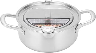 Frytownica kuchenna, garnek do frytkownicy ze stali nierdzewnej 304 patelnia Tempura w stylu japońskim z pokrywką termometru do kuchni(20cm)