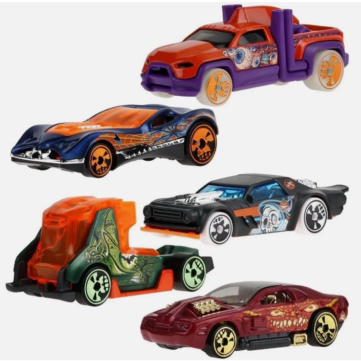 Hot Wheels 2025 Fall Halloween Mix Diecast Cars Set, 1:64 Scale, 5