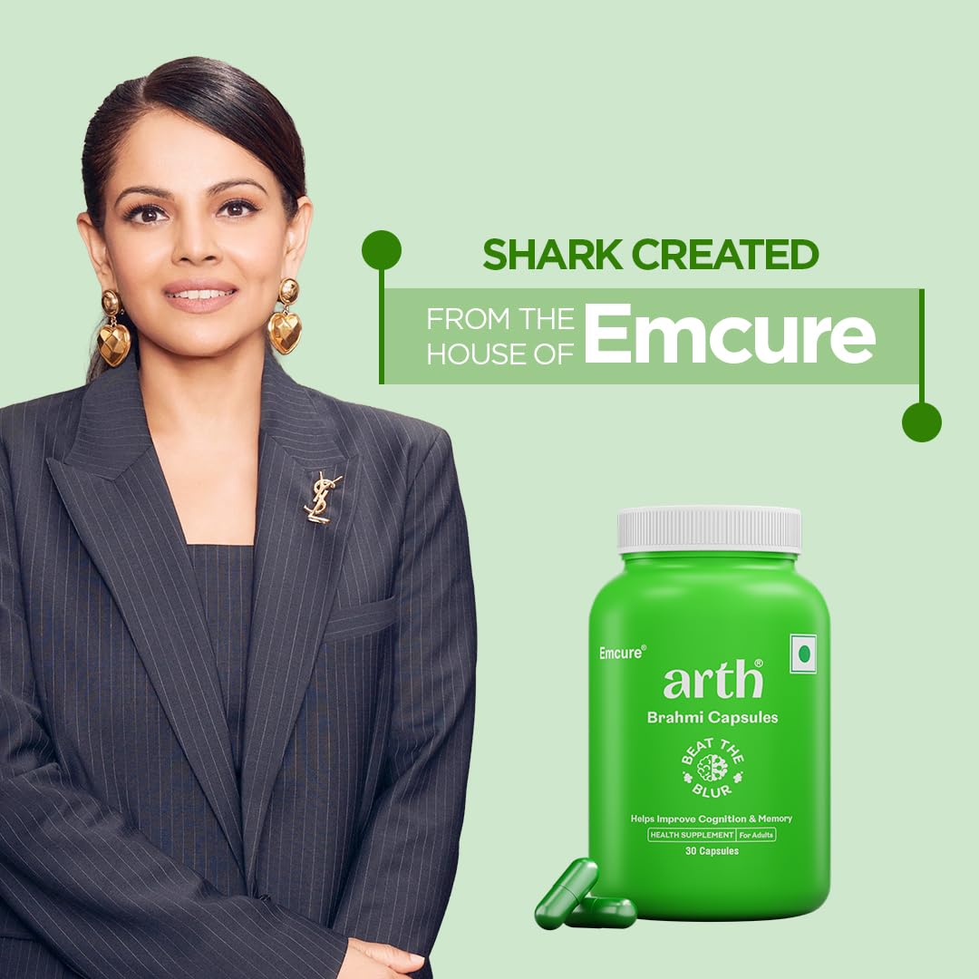 Arth Brahmi Capsules for Memory, Focus, Concentration & Brain Fog Support - 60 Capsules for Men & Women | Bacopa Monnieri Supplement | Enhanced Absorption for Mental Clarity, Alertness & Positive Mood 1