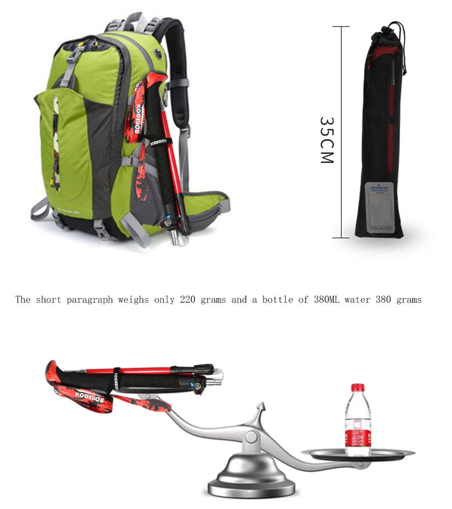 Kije trekkingowe pięciokrotne lotnictwo materiał z włókna węglowego, długość przechowywania 35 cm, wbudowany drut gumowy, para na sprzedaż, niebieski