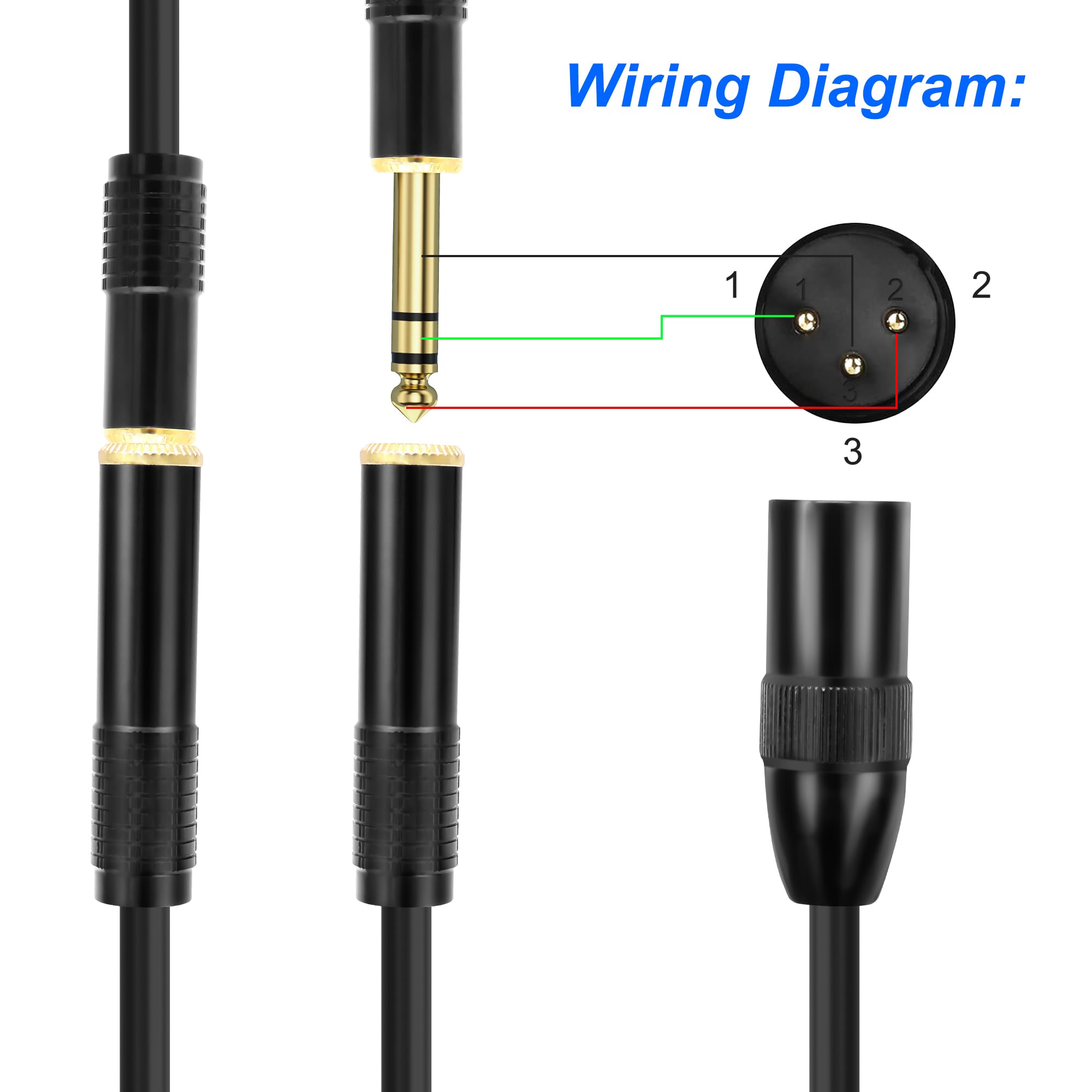 MEIRIYFA XLR 3Pin to Dual 6.35mm 1/4 Inch Y Splitter Cable - Image 3