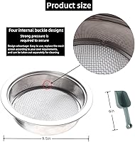Vista 2 de Tamiz de jardín tamiz de suelo, 5 tamaños de filtro de malla de tamiz y pala, bandeja de tamiz apilable de acero inoxidable para tierra, arena