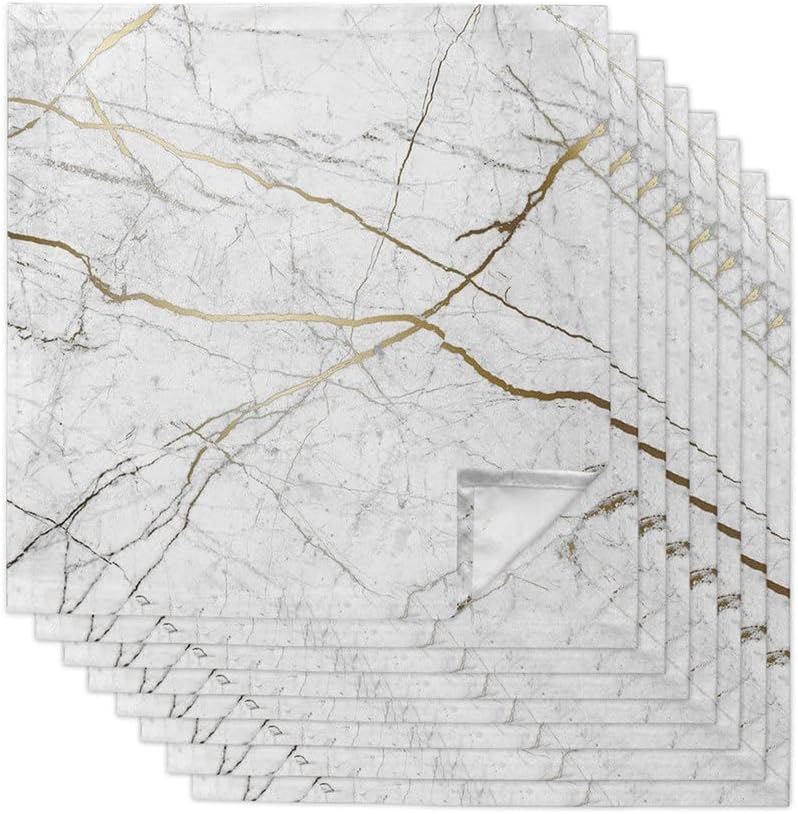 Natural Texture Marble Pattern Table Napkins Cloth Set Soft Handkerchief Wedding Decoration Banquet Dinner Napkins Cloth(8pcs)