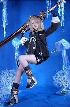 原神コスプレフレミネウィッグ、ブーツ、潜水タンク、ヘルメット付き