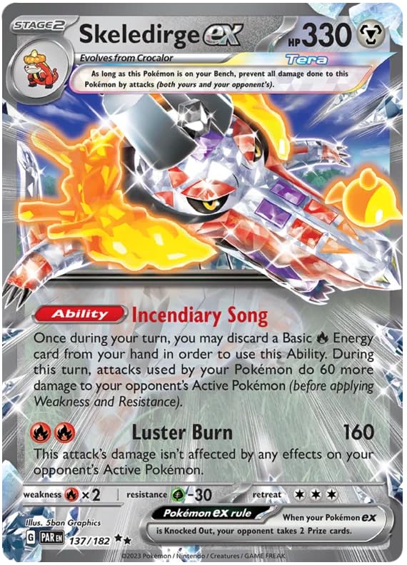 Skeledirge ex 137/182 Double Rare Pokémon Card | Paradox Rift Set | Scarlet & Violet Series | Titan Authenticated