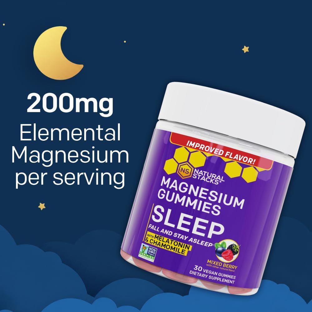 Sleep Magnesium Gummies w/Melatonin & Chamomile - 30 Mixed Berry Chewables image 3