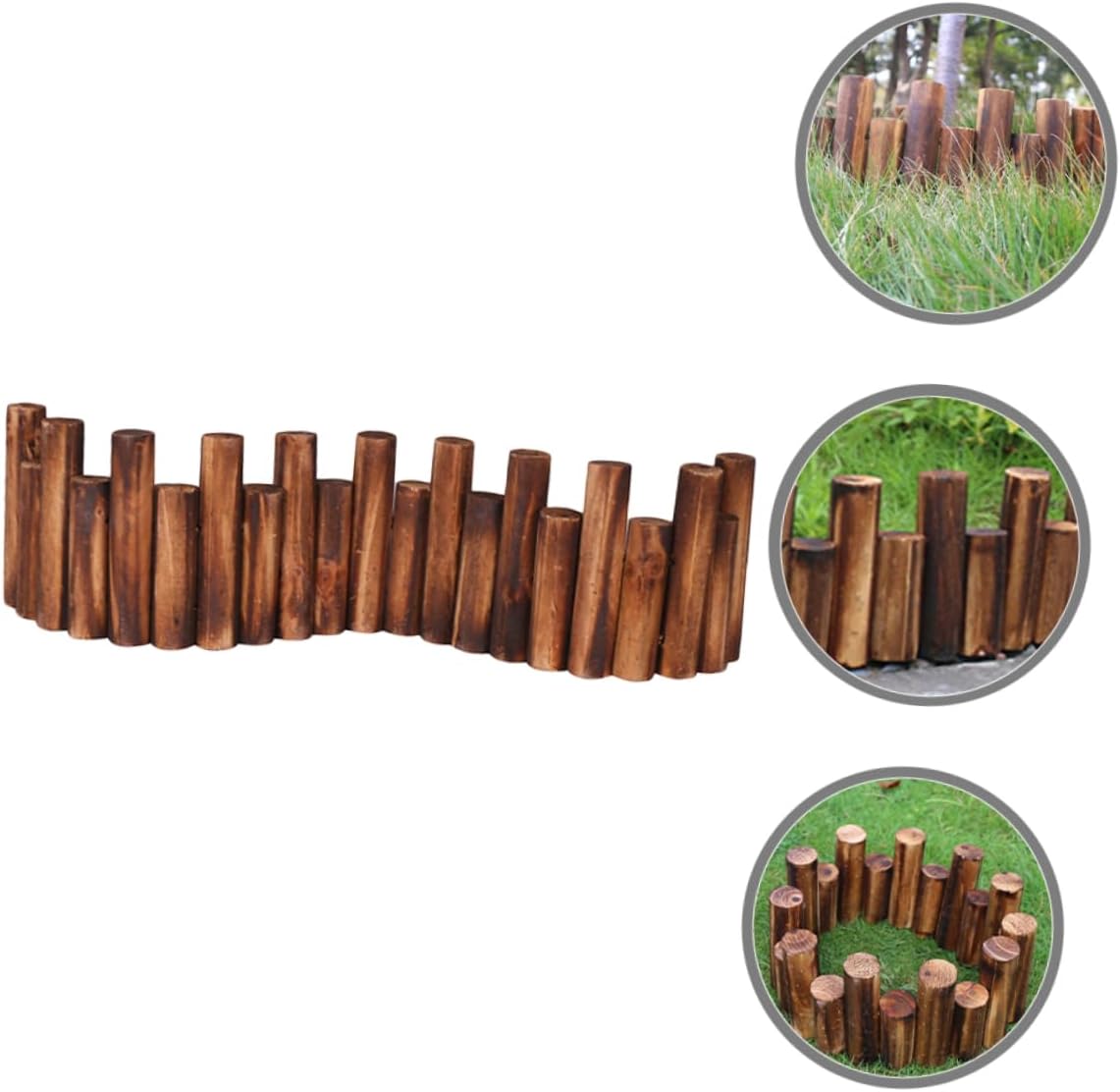 Garneck Elegant Wooden Garden Fence Decorative Fencing for Outdoor Flowerbed Edging DIY Landscape
