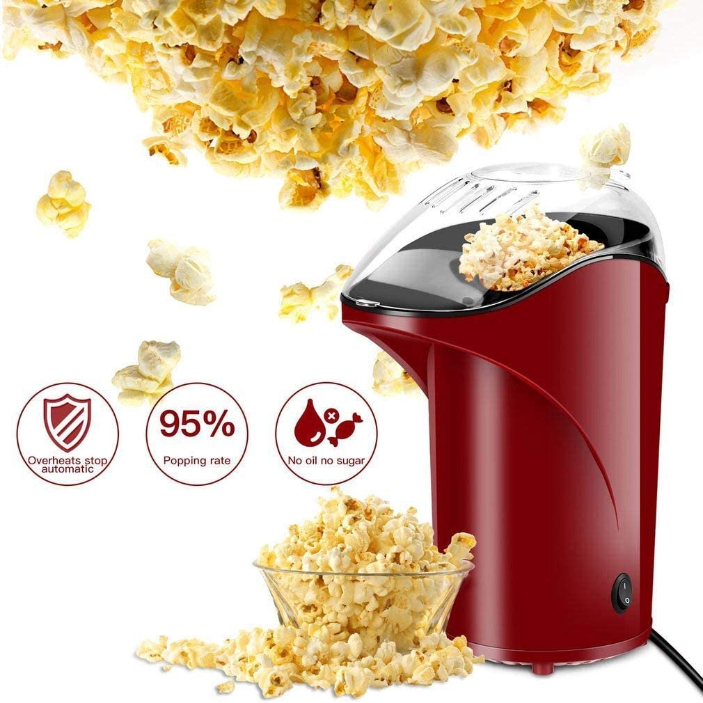 Macchina per Popcorn Macchina per Popcorn ad Aria Calda Uniforme Macchina per Popcorn da 1000 W Scivolo Pop-up Ciotola per Popcorn Senza Olio per Bambini a casa Bambini