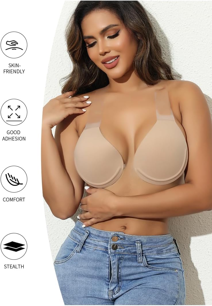 Strapless Sticky Push Up Bra for Large Breasts,Backless Adhesive Invisible Bra for Dress - Image 8