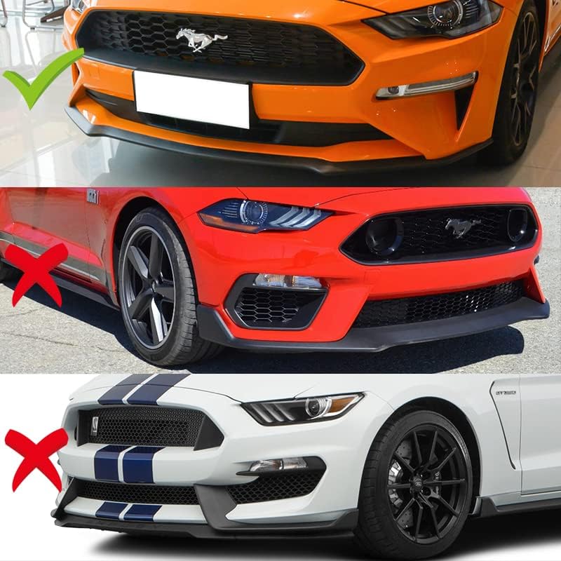 EPARTS JDM CS-Style 3-Piece Front Bumper Lip Splitter Chin Spoiler Kit Compatible with 2018-2023 Ford Mustang (Painted Carbon Fiber)
