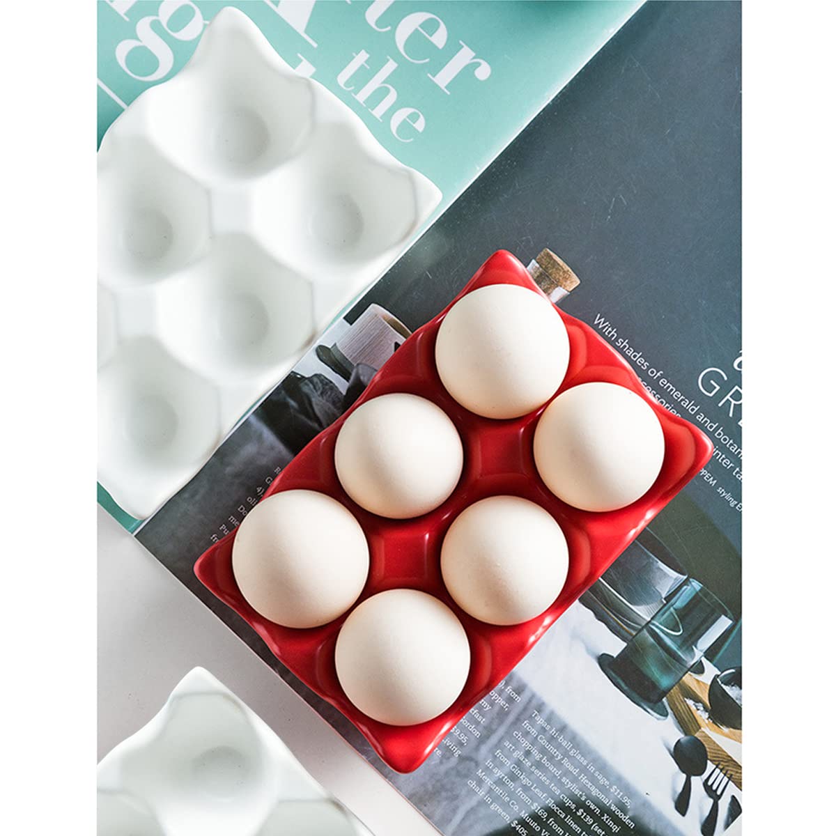 Portauova Ceramica 6 Posti - 2 Pezzi Antiscivolo, Per Frigorifero O Tavolo - Foto 8