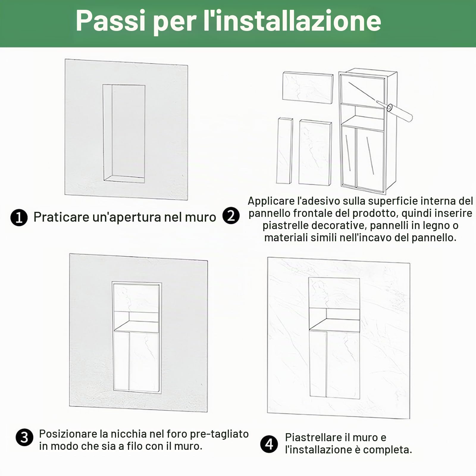 ZAQYCM Nicchia doccia incasso Porta Rotolo Di Carta Igienica A Parete Con Vano Porta Spazzolino, Cestino Impermeabile Per Bagno Per Hotel E Ristoranti, Incasso In Nicchia Per Piastrelle(White)