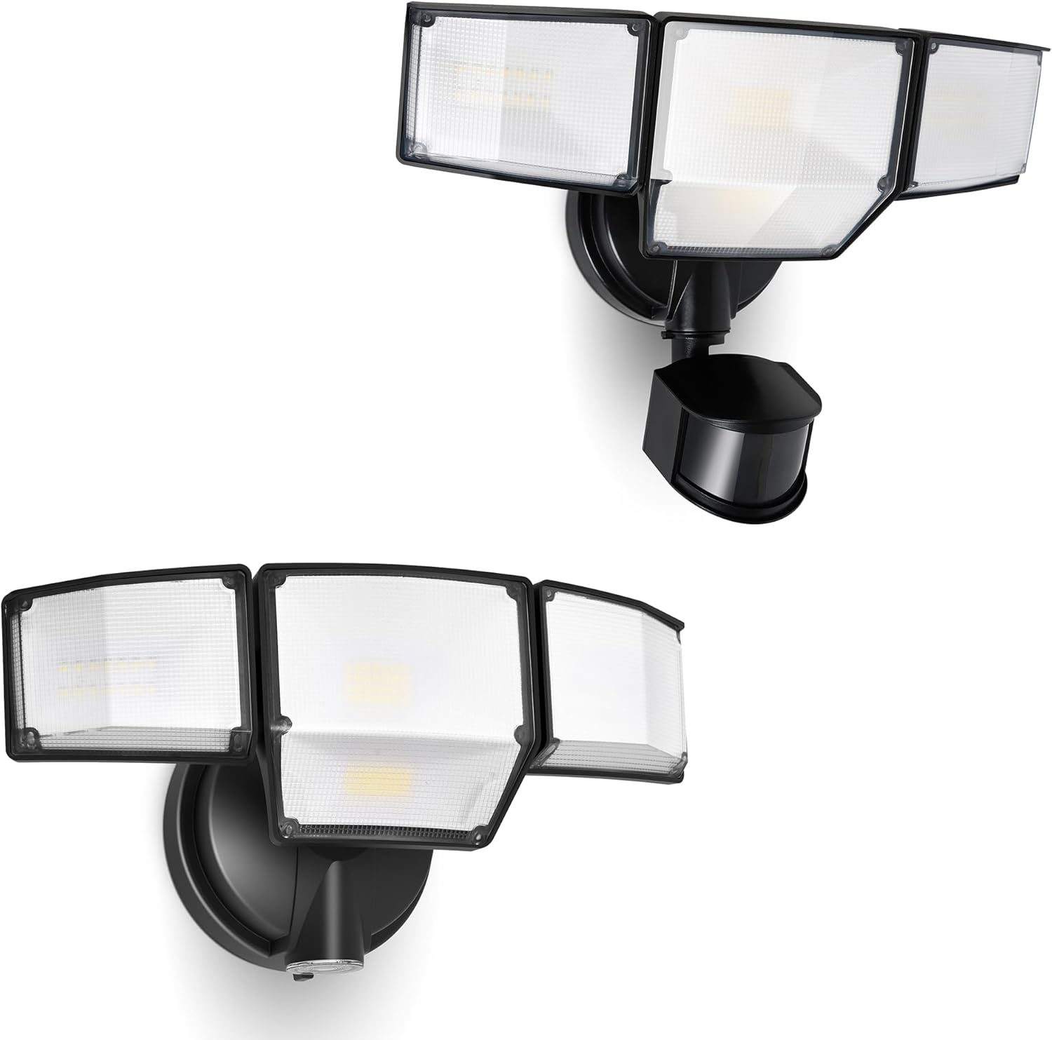 LUTEC 4 Heads 4 Heads 80W 9000LM Dusk to Dawn Flood Lights Outdoor, 80W 9000LM Super Bright LED Security Light with Photocell (Black)