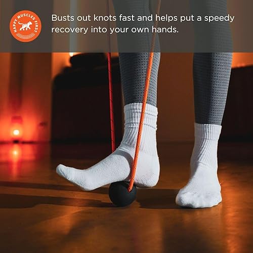 Miniatura 7 de Tiger Tail Tiger Ball 2.6 Bola de espuma con cuerda con cable de 47 pulgadas, bola de masaje de tejido profundo pies, piernas, cuello, espalda