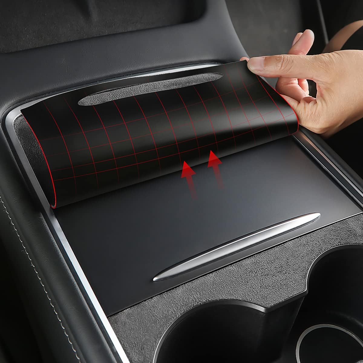 BMZX Tesla Model 3 Model Y 2021 2022 Center Console Wrap Flocked Console Cover Interior Decoration Wrap Kit