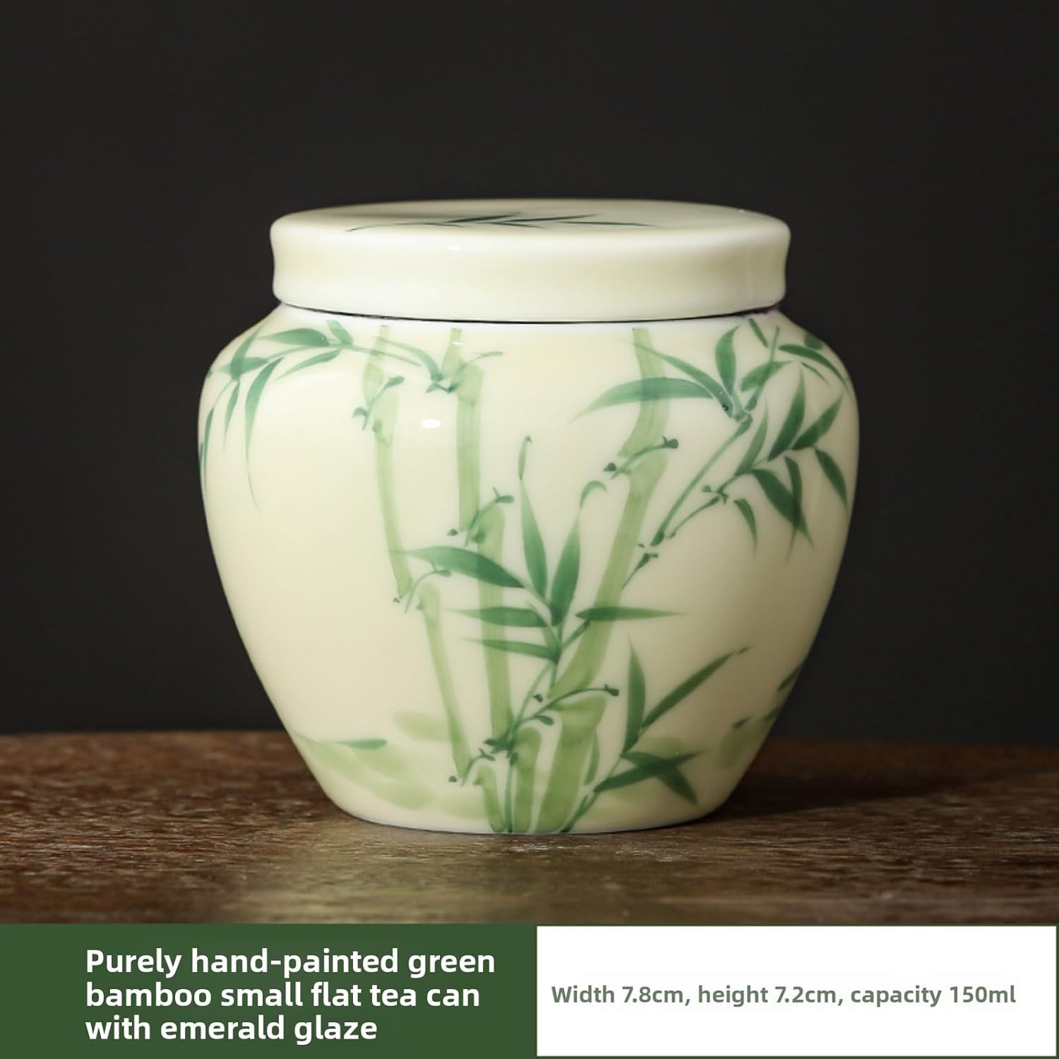 Chinese Style Ceramics Tea Caddy, 150ml 5.1oz, Household Hand-drawn Sealed Jar Sealed Storage Tank