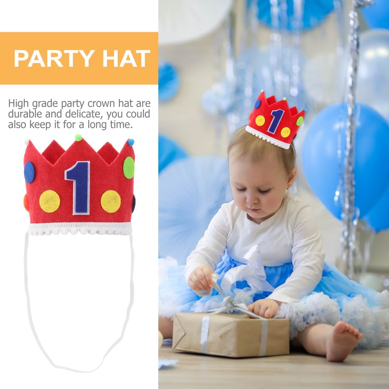 Amosfun Baby First Birthday Headband 1st Baby Boys Birthday Crown Little Circus Hat - Image 8