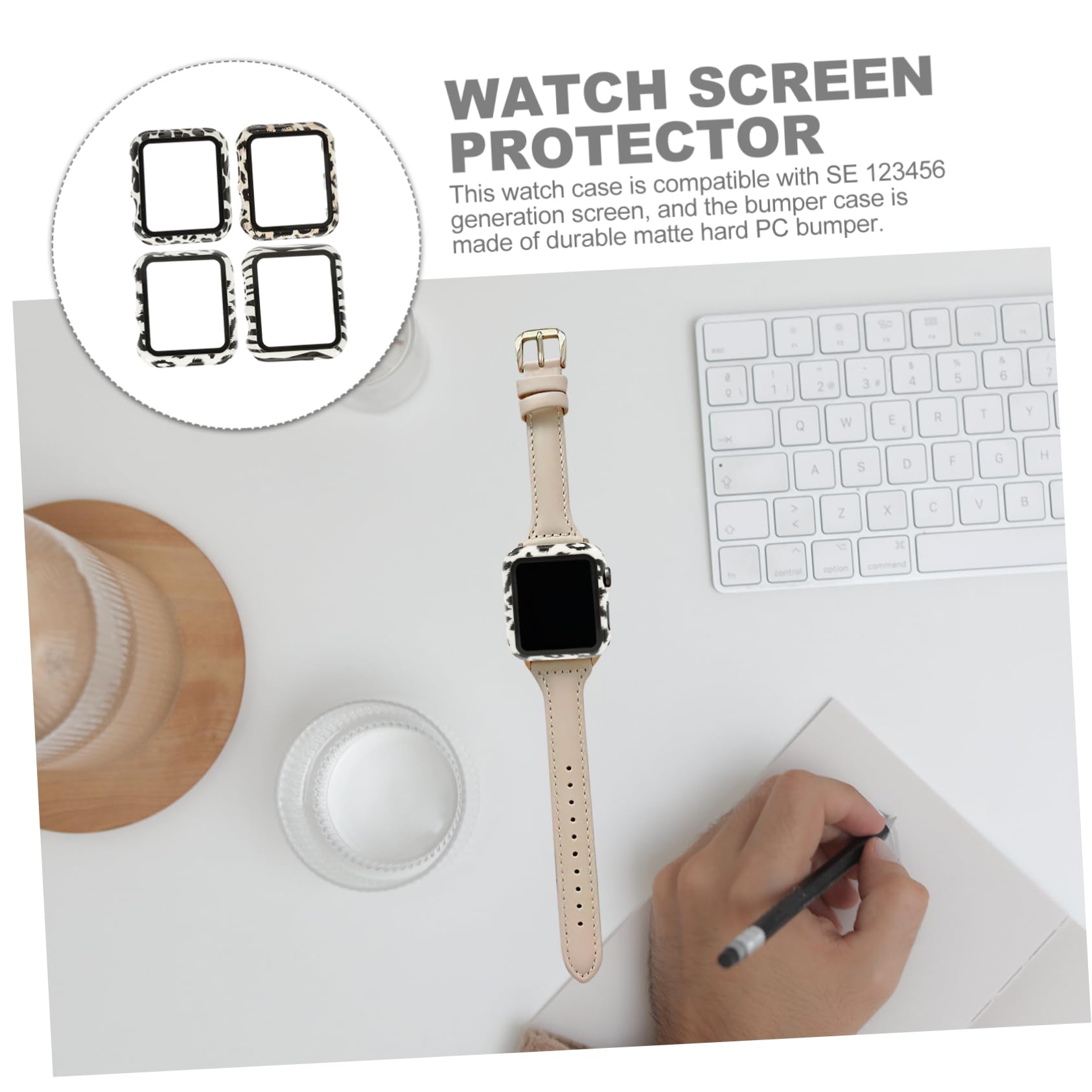 Housoutil 4pcs Case 38mm Watch Screen Bumper Watch Ultra- Slim Watch Screen Cover Case for Women Watch Shell Reloj Inteligente para Mujer Frame Pc Case Protector Intelligent