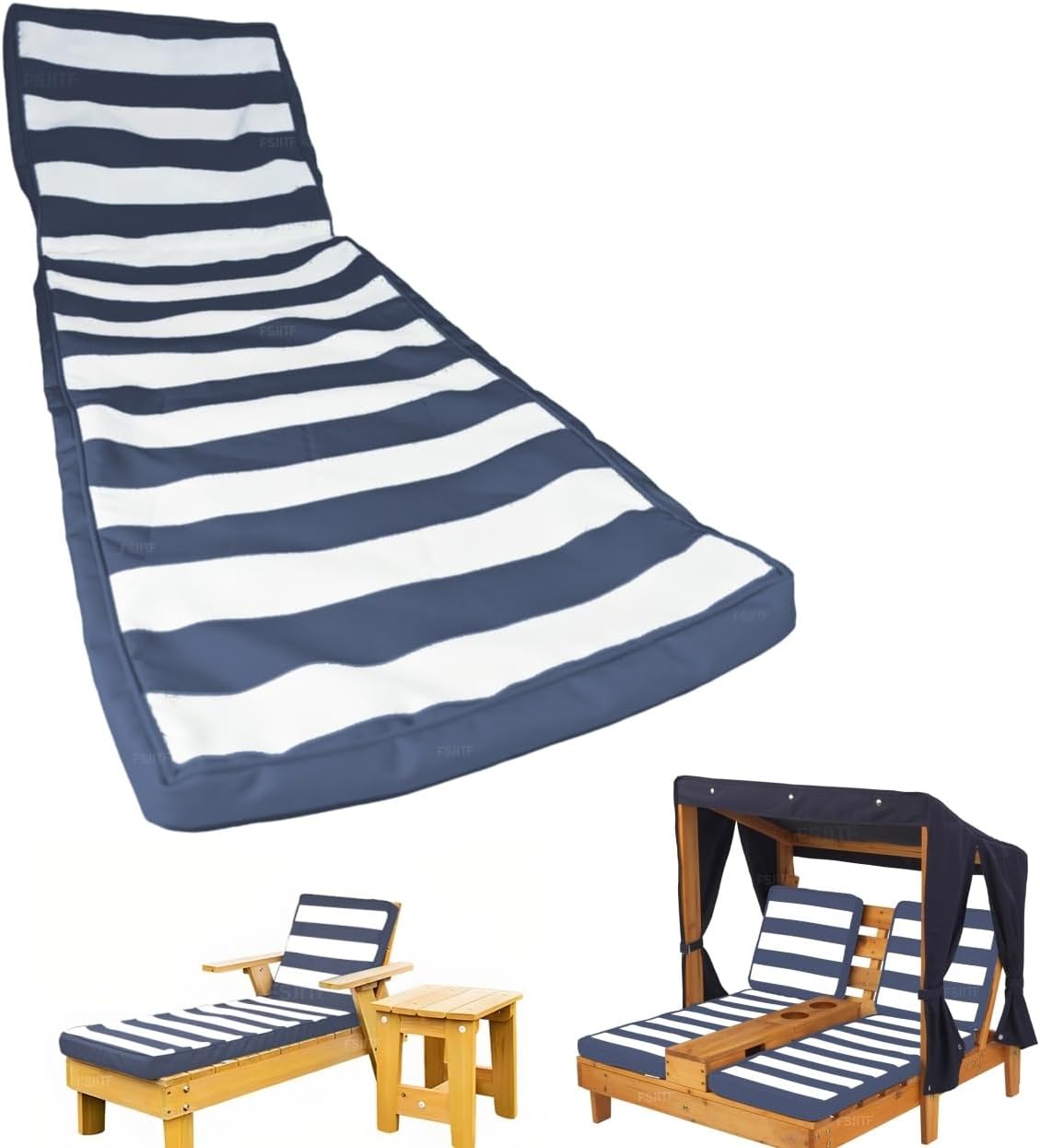 Patio Chaise Lounge mini Chair Replacement Cushion Cover,for Outdoor Kids pet Furniture Wooden Chair, Waterproof Fade Resistant Fabrics (Blue, Only 1 Cover)