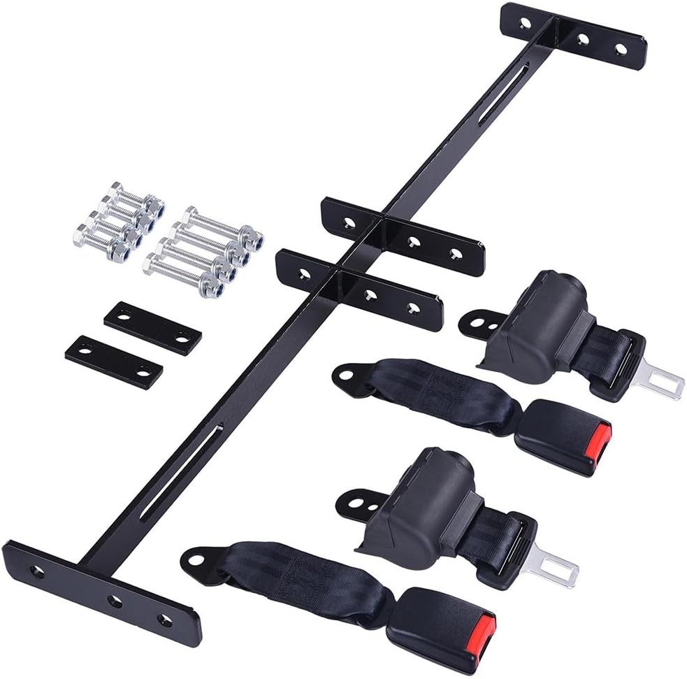 AW 2 Universal Retractable Golf Cart Seat Belts and Bracket Kit Compatible with EZGO Yamaha Club Car
