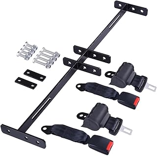 AW 2 Universal Retractable Golf Cart Seat Belts and Bracket Kit Compatible with EZGO Yamaha Club Car