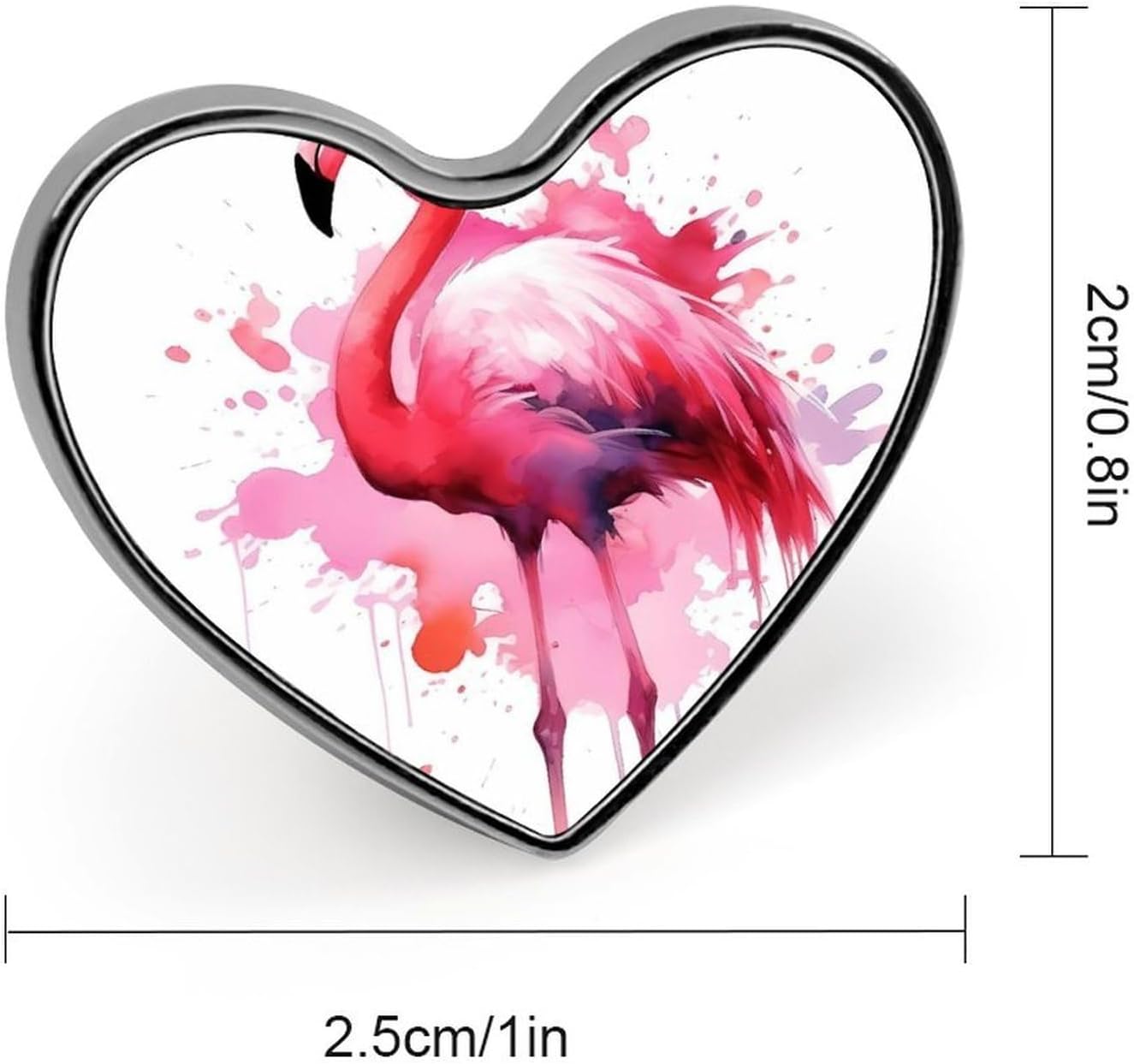 Flamingo Watercolor Badges Heart with Button Design, Personalized Picture Pin Brooches, Heart Badge Holders for Decorate Hat Shirt Clothing Bag Accessories image 3
