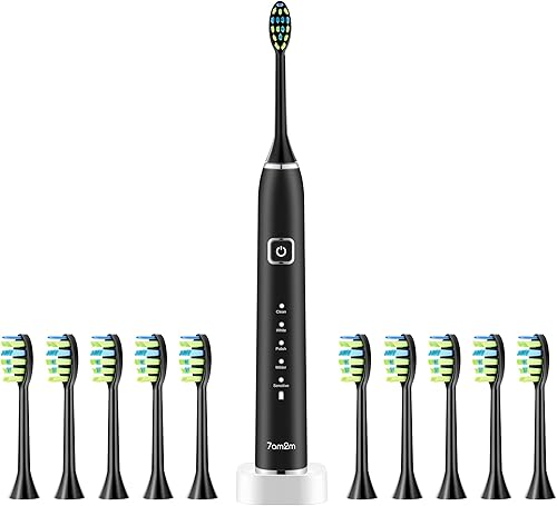 7AM2M Cepillo de dientes eléctrico sónico recargable AM101 paquete con 10 cabezales de cepillo