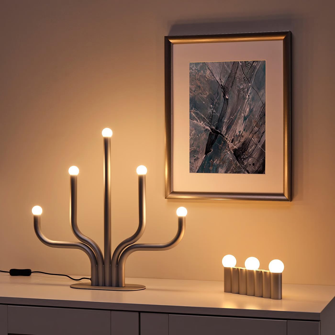 LED Matte Candelabra Silver Simple Yet Elegant Scandinavian Expression 16.5"x17"