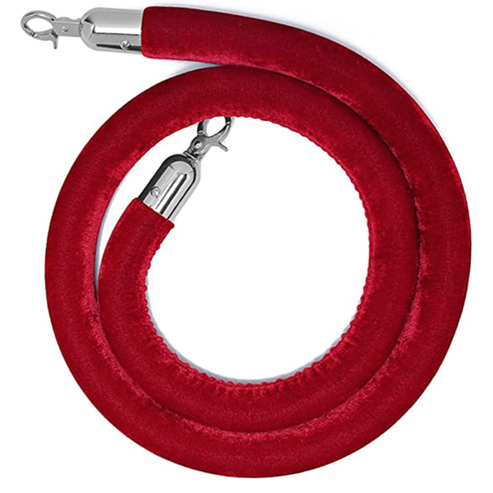 ZBBGTJK Crowd Control Rope 1.7m/5.5ft Queue Ber with Silver Hooks Thick Post Rope for Line Management Stanchion Safety Ber Red Crowd Management Solution