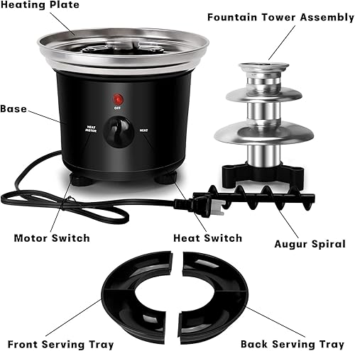Miniatura 9 de 16oz Chocolate Fountain Machine, 3-Tier 1lb MINI Party Chocolate Fountain with 6PCS Fork and Fruits/Nuts/Treats Serving Tray for Weddings, Birthdays