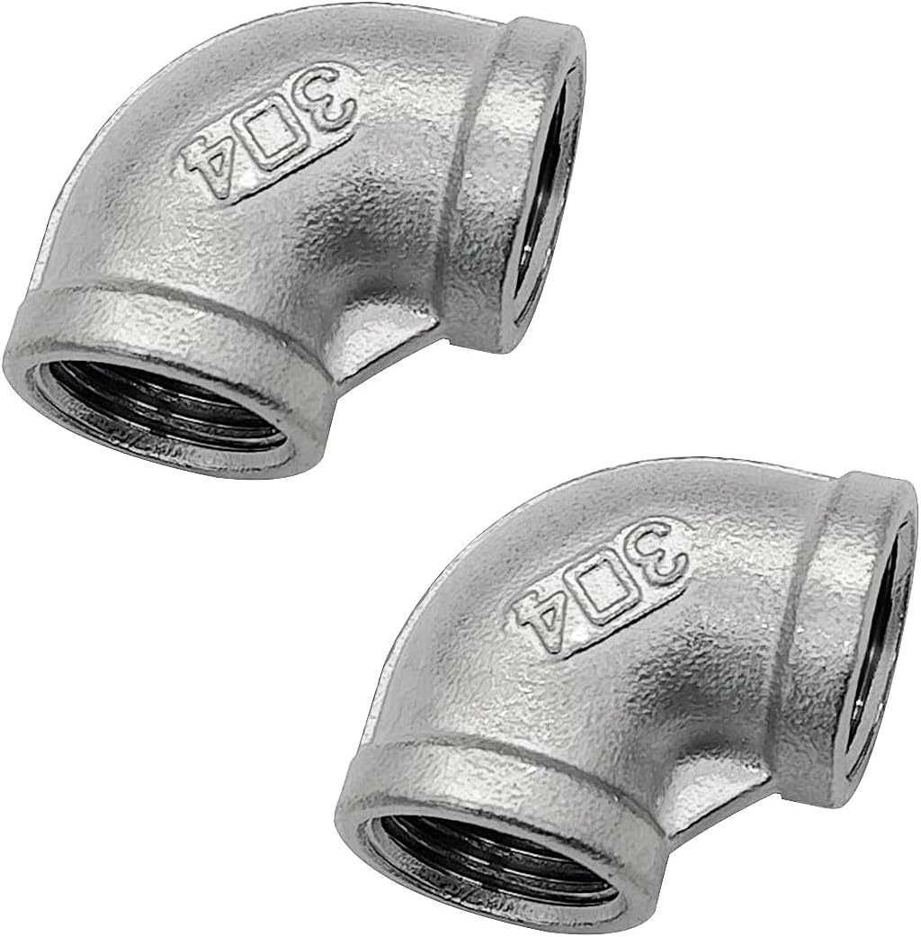 Beduan 304 Stainless Steel 1/4 NPT Elbow Female to Female Threaded 90 Degree Cast Pipe Fitting