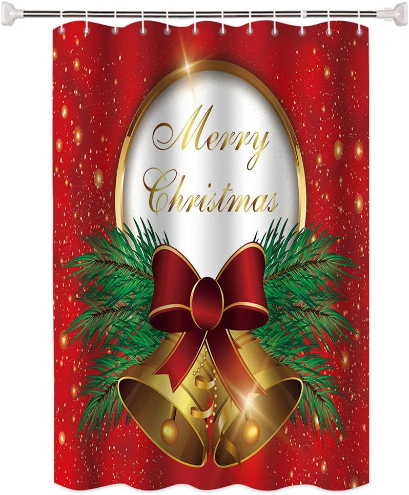 Christmas flower Shower Curtain Waterproof Polyester Bathroom Decor Curtain Set with Hooks
