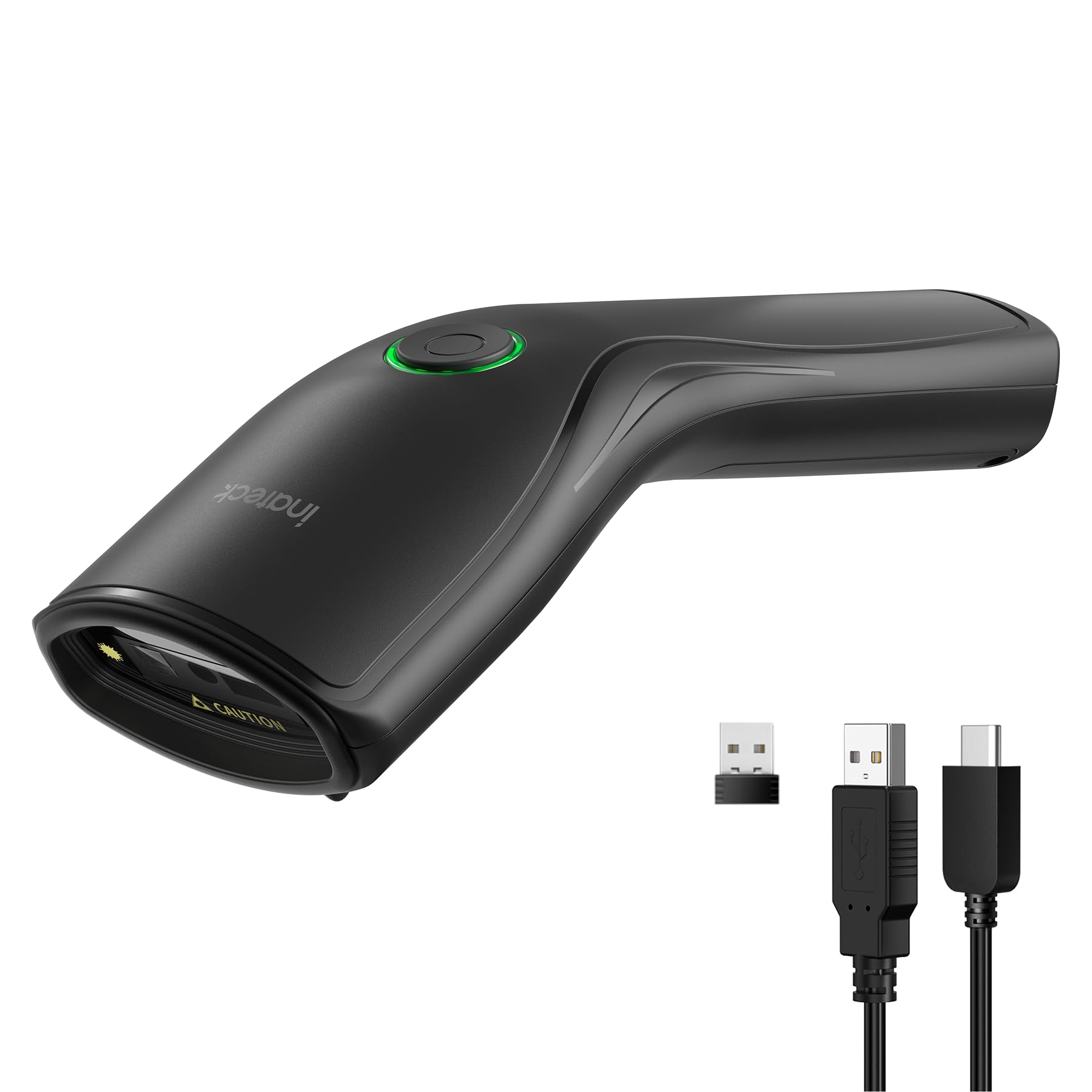 Inateck Escáner de Códigos de Barras 2D Inalámbrico, Lector QR Portátil con LED de Estado Multicolor, Diseño Ergonómico Ultraligero de 108g, Escáner Bluetooth, Batería Recargable Sustituible, N6057 | Escáner de código QR con batería extraíble, compatible