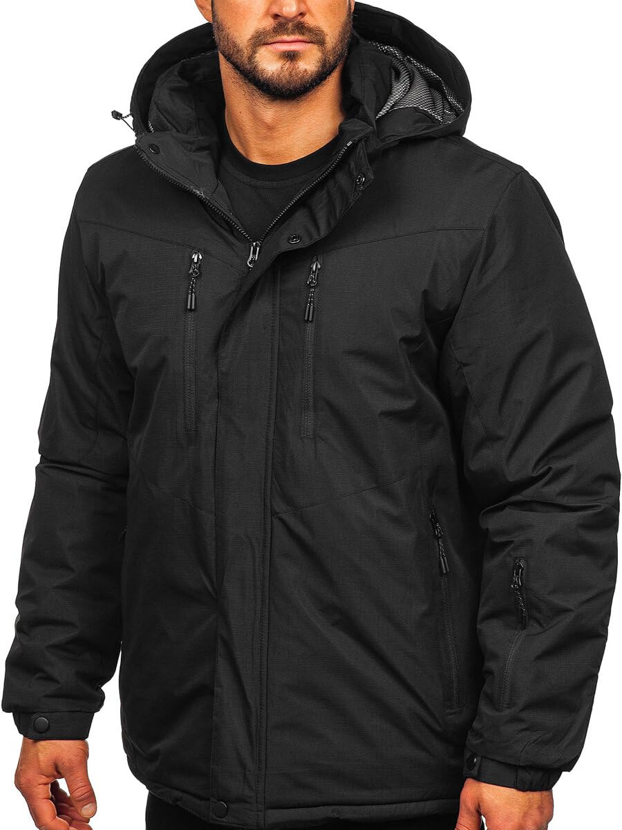 BOLF Hombre Chaqueta acolchada de Entretiempo con Capucha Cierre de Cremallera Cazadora Aviador Sweatshirt Ropa de Abrigo Plumas Jacket Outdoor Básico Estilo Deportivo Mix 4D4