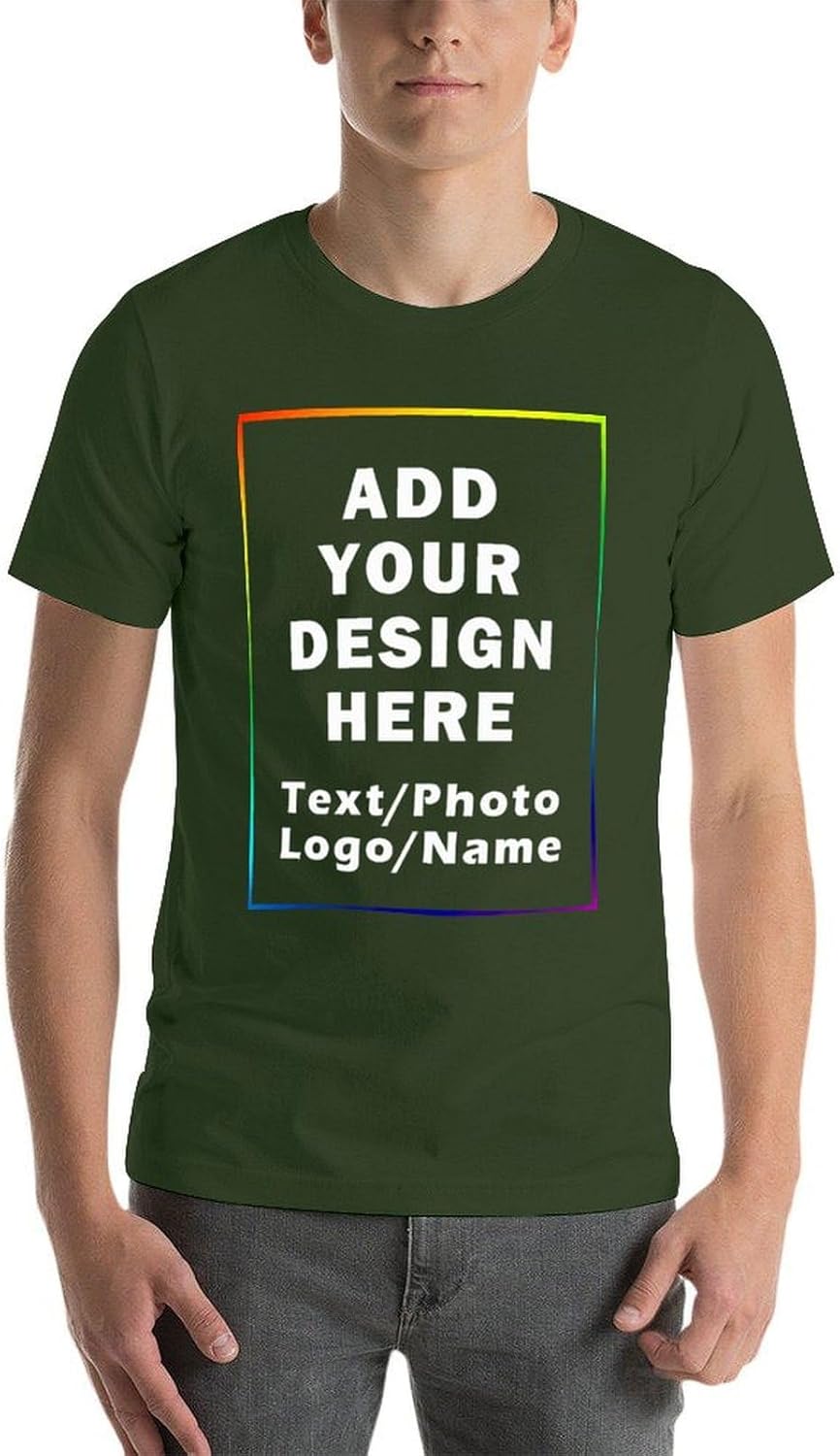 Custom Tshirt Design Your Own Front/Back Printed Shirts for Men Cotton T Shirt, 15 Colors, 9 Sizes - Image 6