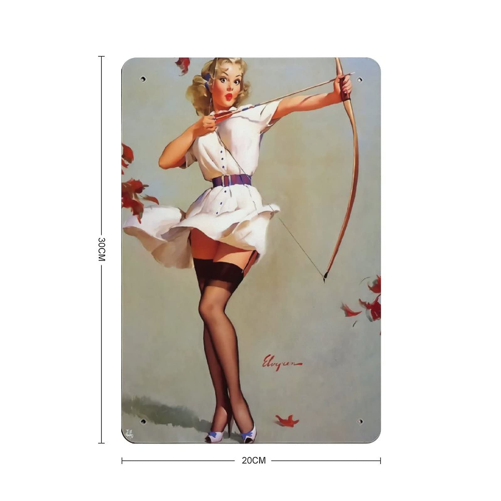 KEYGAMER - Targa in metallo con tiro con l'arco, stile vintage, per garage, bar, casa, decorazione da parete, 20,5 x 30,5 cm