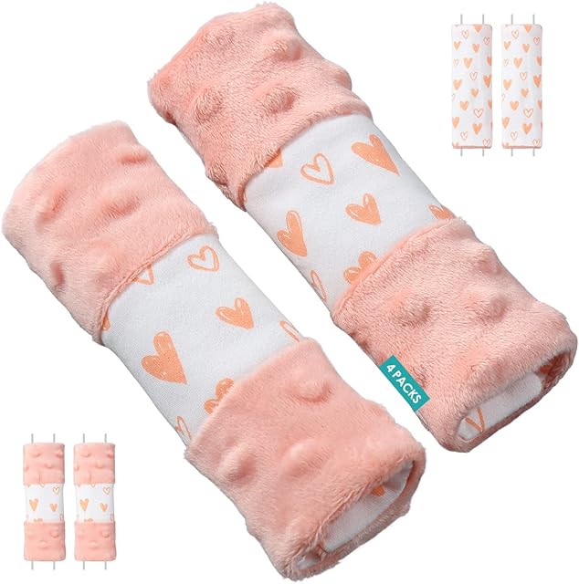 4 Packs Harness Pads Baby Car Seat Strap Covers, Universal Baby Belts Pads Shoulder Covers for Newborns Car Seats, Pushchair, Stroller 15 x 5cm