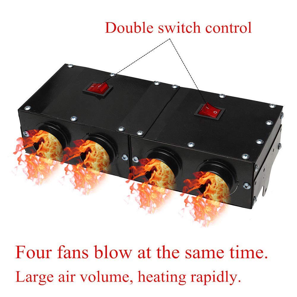 Kit de chauffage de voiture Riloer dégivrage de ventilateur de chauffage rapide haute puissance dégivreur pour pare-brise d'automobile dégivreur de pare-brise d'hiver 24 V 500 W